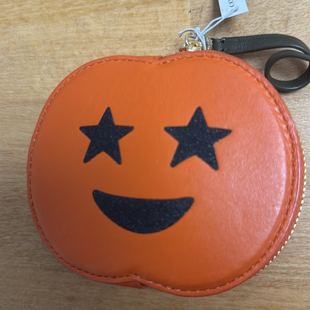Coach pumpkin Jack o lantern zipper coin purse - Picture 2 of 6